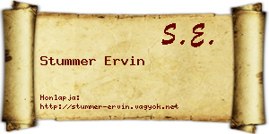 Stummer Ervin névjegykártya